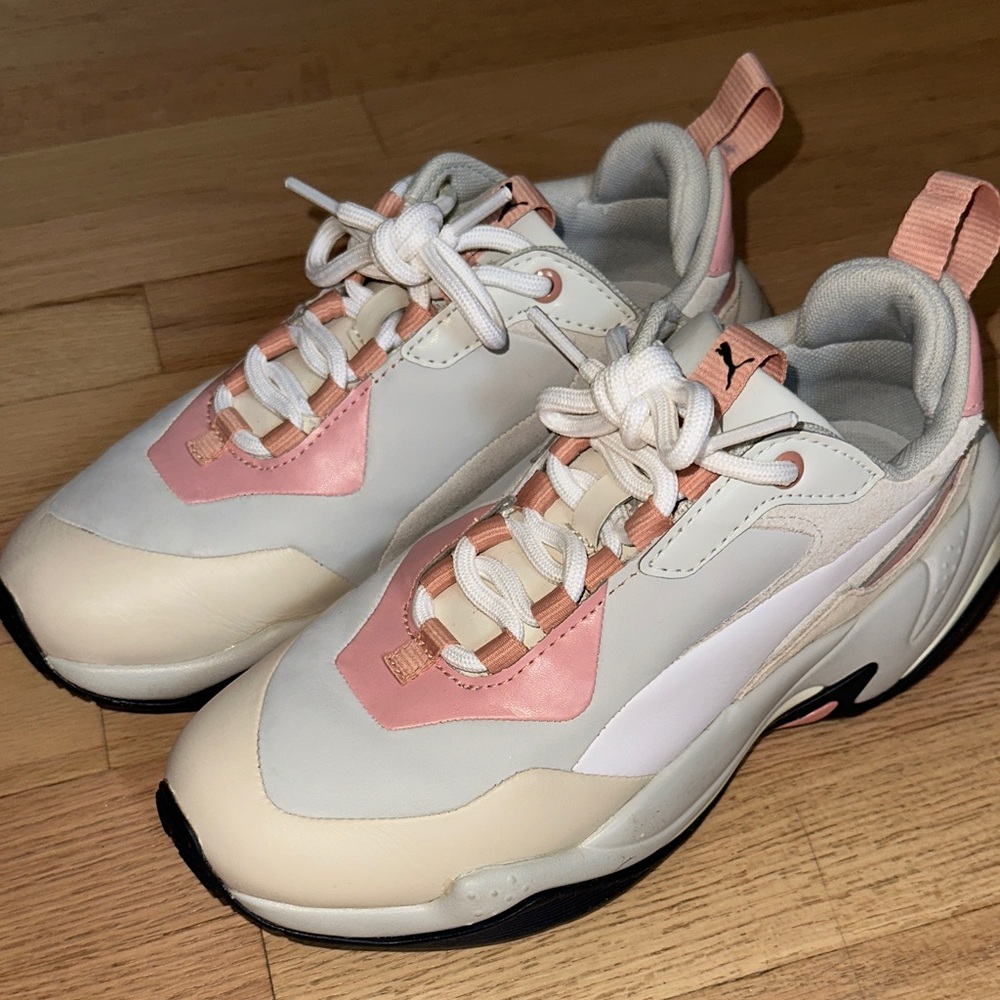 Women's Cream and Pink Puma Sneakers